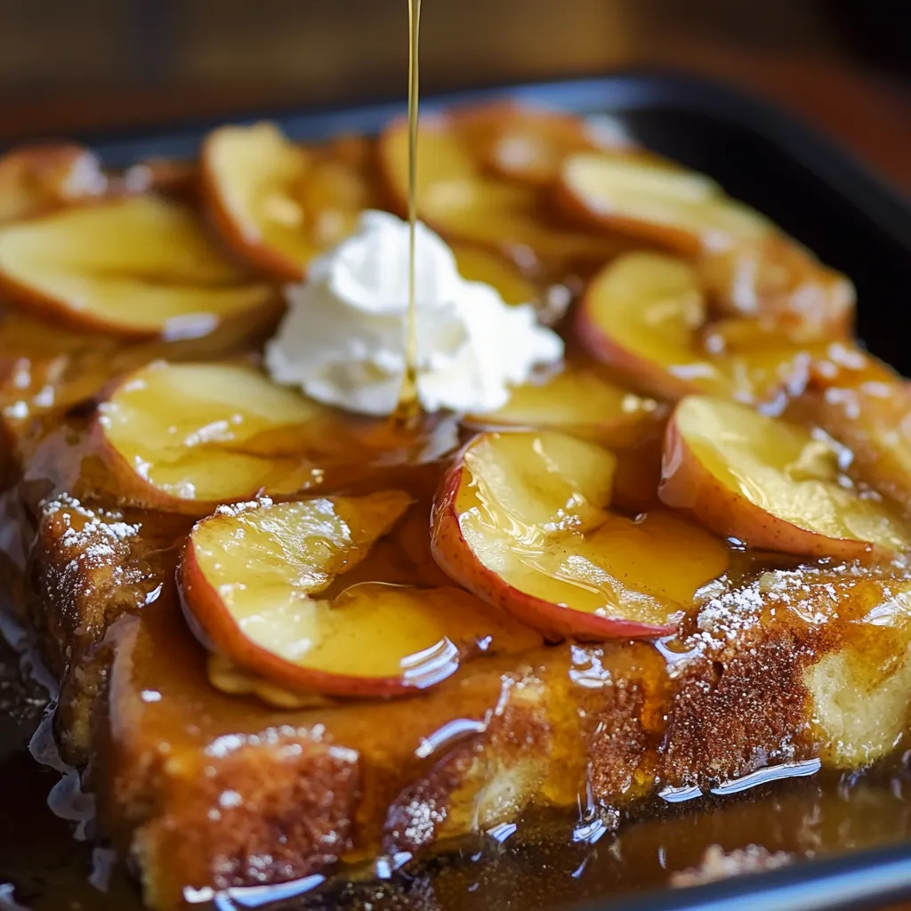 Pain perdu nappé de pommes caramélisées