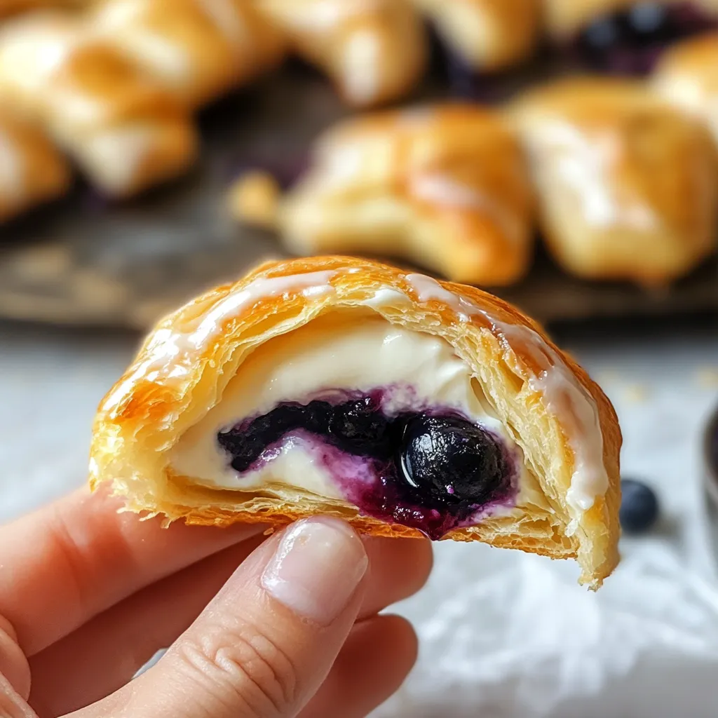 Savourez des croissants dorés à la myrtille et au fromage