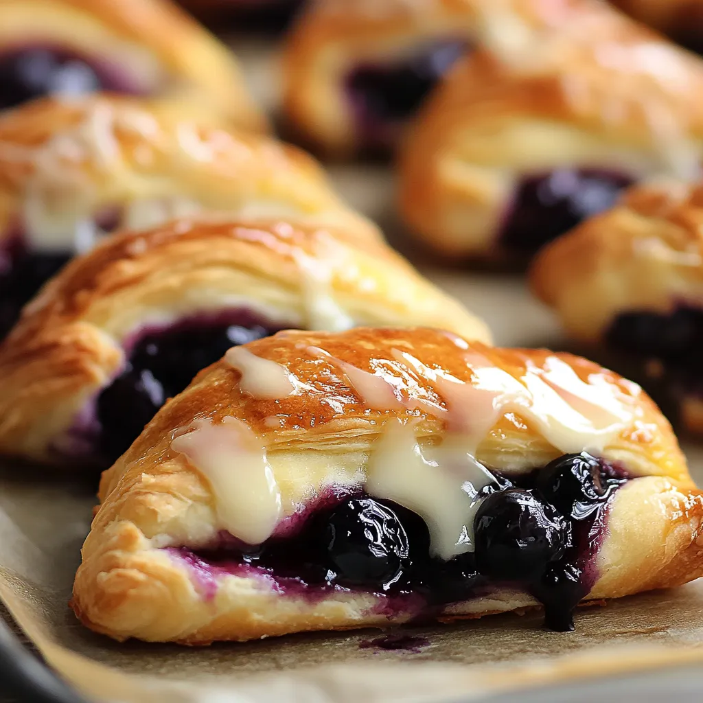 Petits croissants bien dorés farcis de myrtilles et fromage bien doux