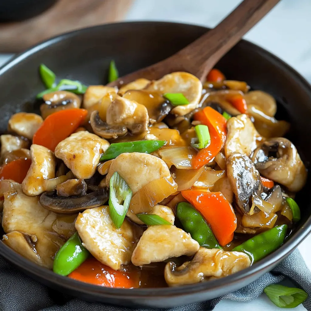 Un plat coloré de poulet sauté aux légumes façon asiatique