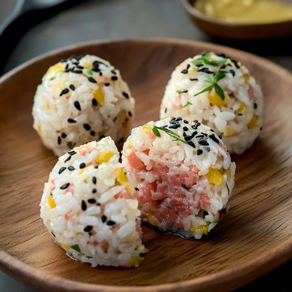 Réalise des boules riz jambon trop bonnes