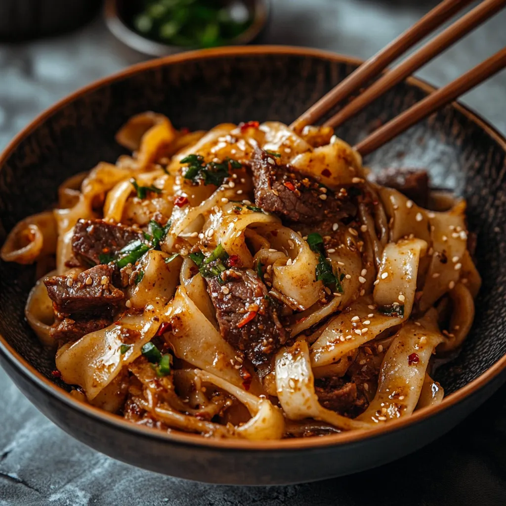 Dressage des nouilles à l'agneau cumin bien parfumées