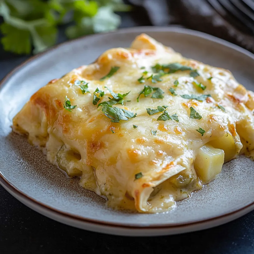 Des enchiladas moelleuses fromage et piment vert prêtes à manger