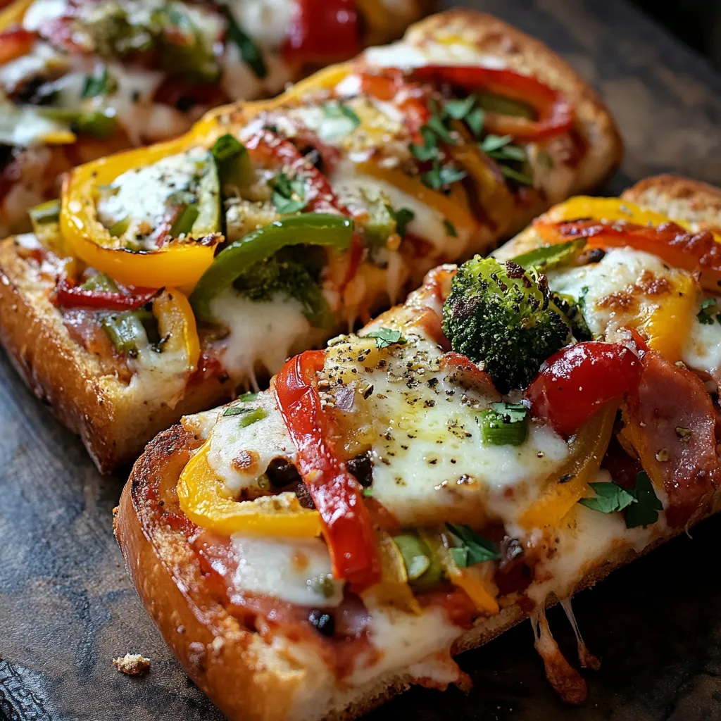 Déguste un pain pizza coloré plein de légumes frais