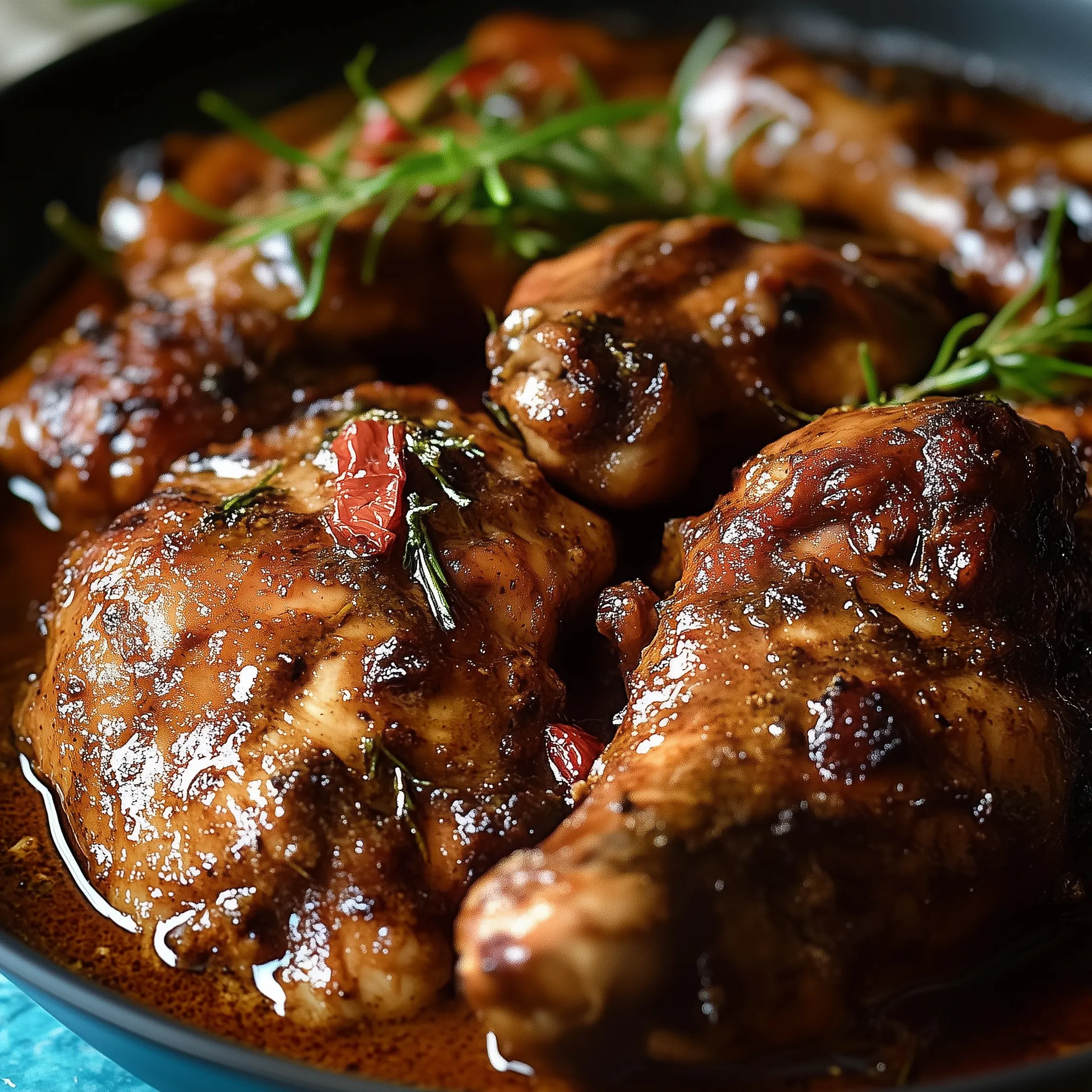 Poulet brun Jamaïcain mijoté aux épices