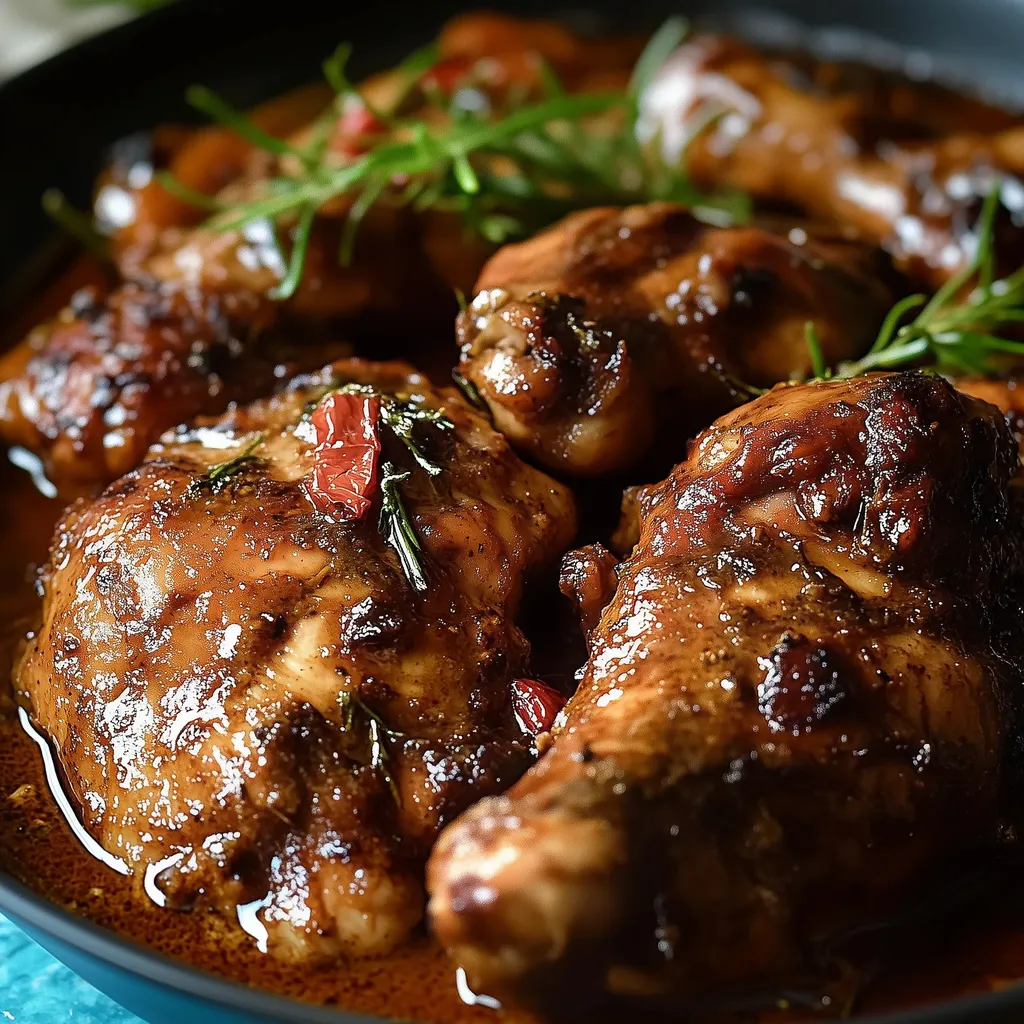 Poulet brun Jamaïcain mijoté aux épices