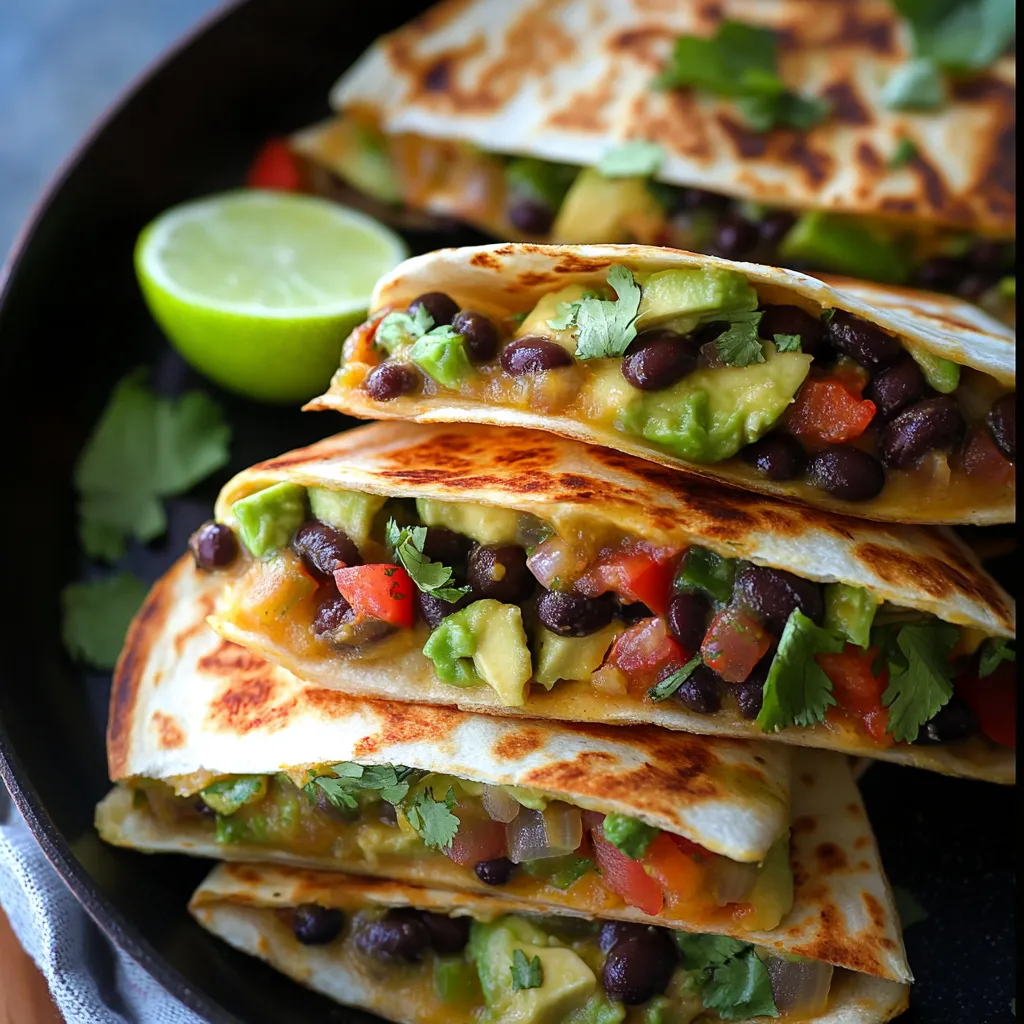 Quesadillas haricots noirs avocat