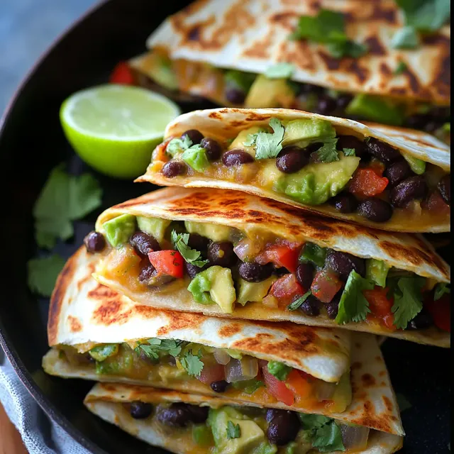 Quesadillas haricots noirs avocat