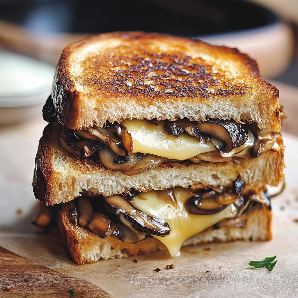 Délicieux croque-monsieur gouda champignon gratiné