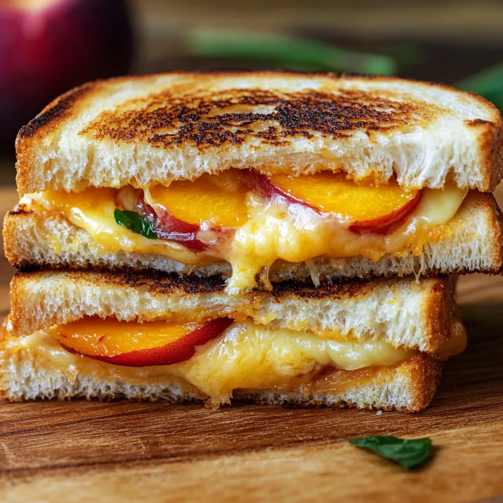 Sandwich pêches et cheddar fondants