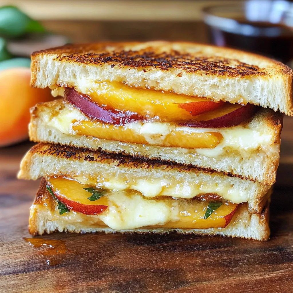 Sandwich aux pêches et cheddar qui fait saliver