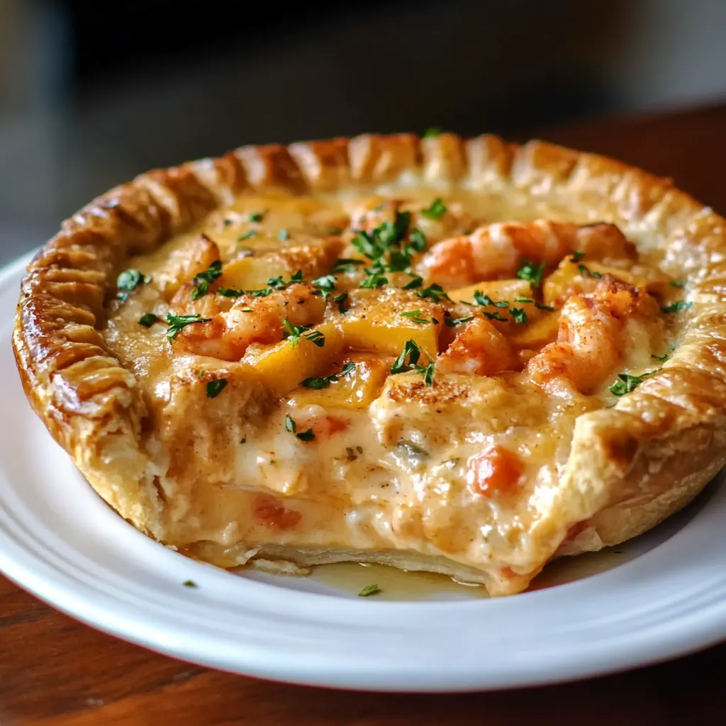 Un pot pie cajun aux fruits de mer bien gourmand