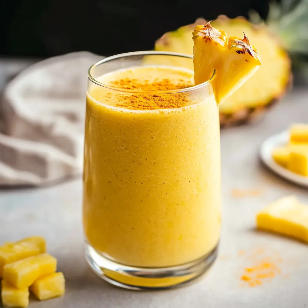 Smoothie frais à l'ananas, au curcuma et riches en protéines