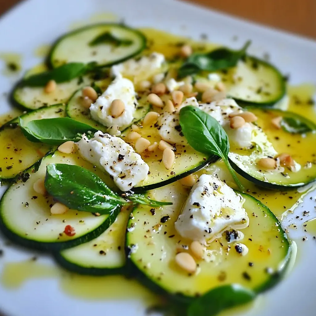 Carpaccio courgette chèvre, miel et citron