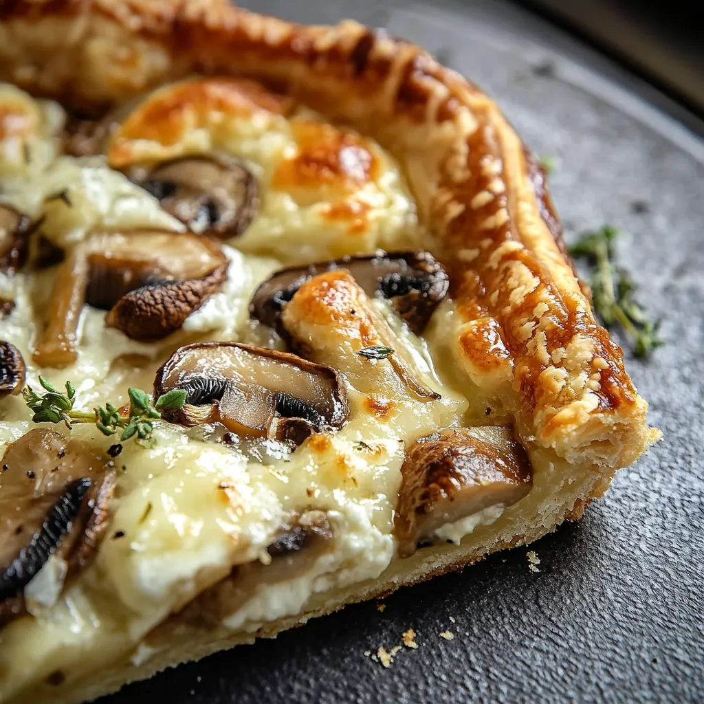 Tarte croustillante champignons mozzarella savoureuse
