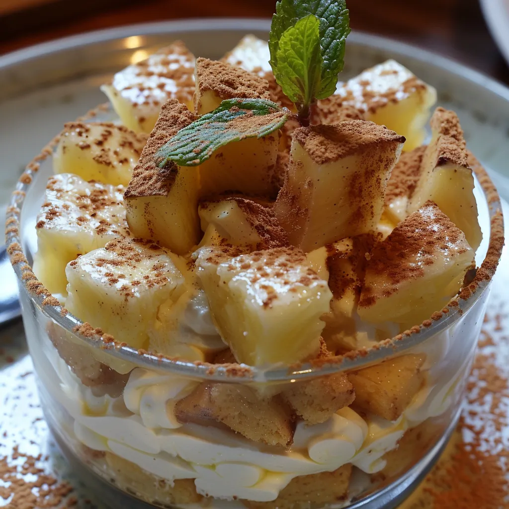 Tiramisu frais coco ananas prêt à déguster