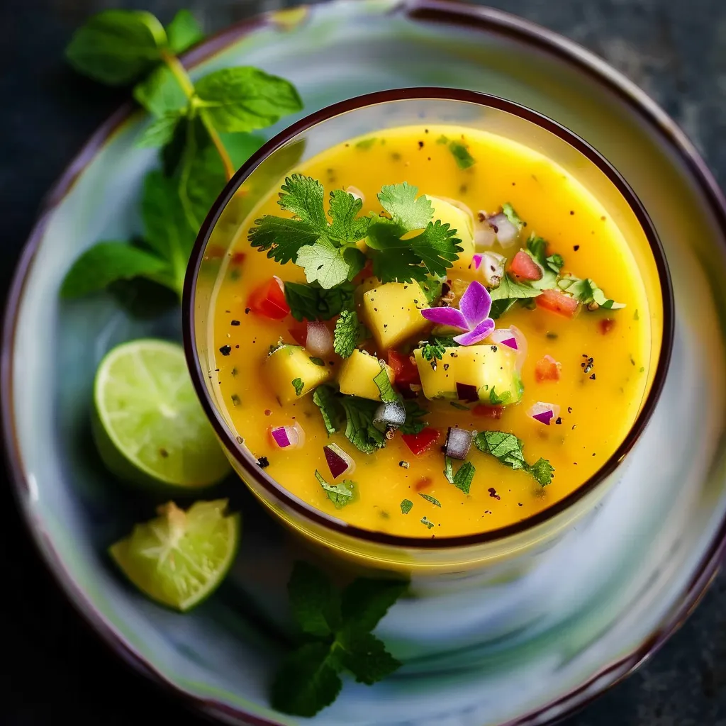 Goûtez un gazpacho à la mangue ultra frais