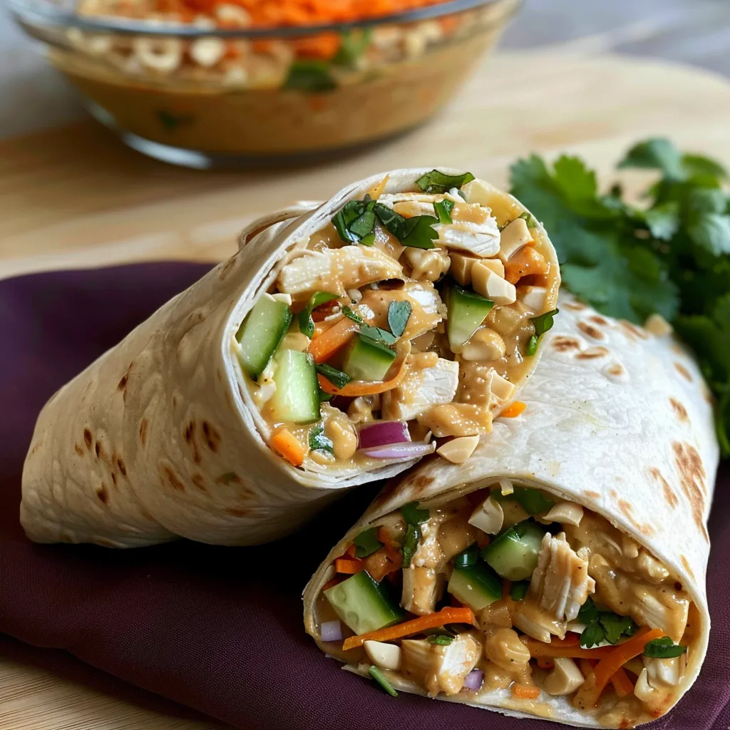 Wraps poulet thaï sauce cacahuète