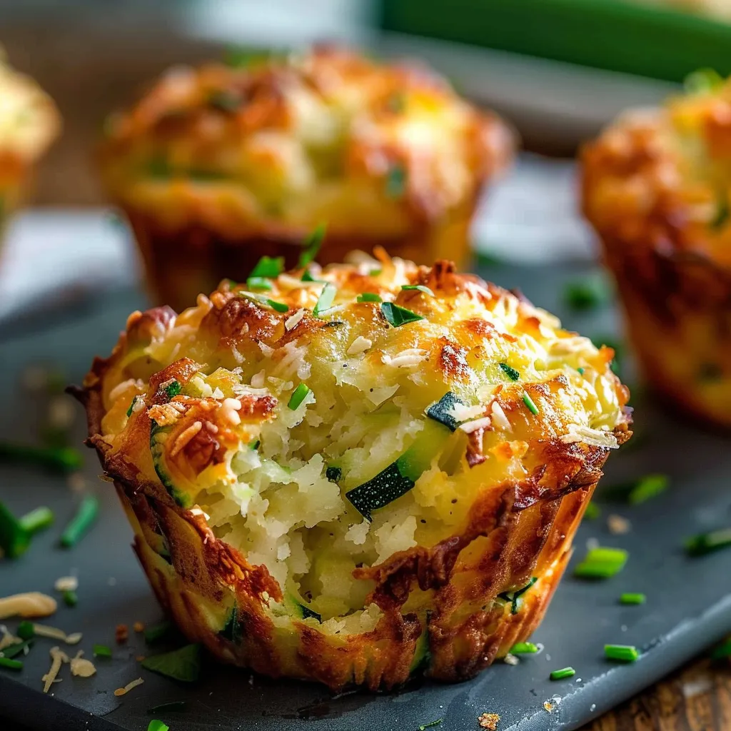 Muffins dorés à la courgette et au parmesan tout prêts à déguster