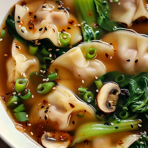 Soupe aux potstickers et légumes