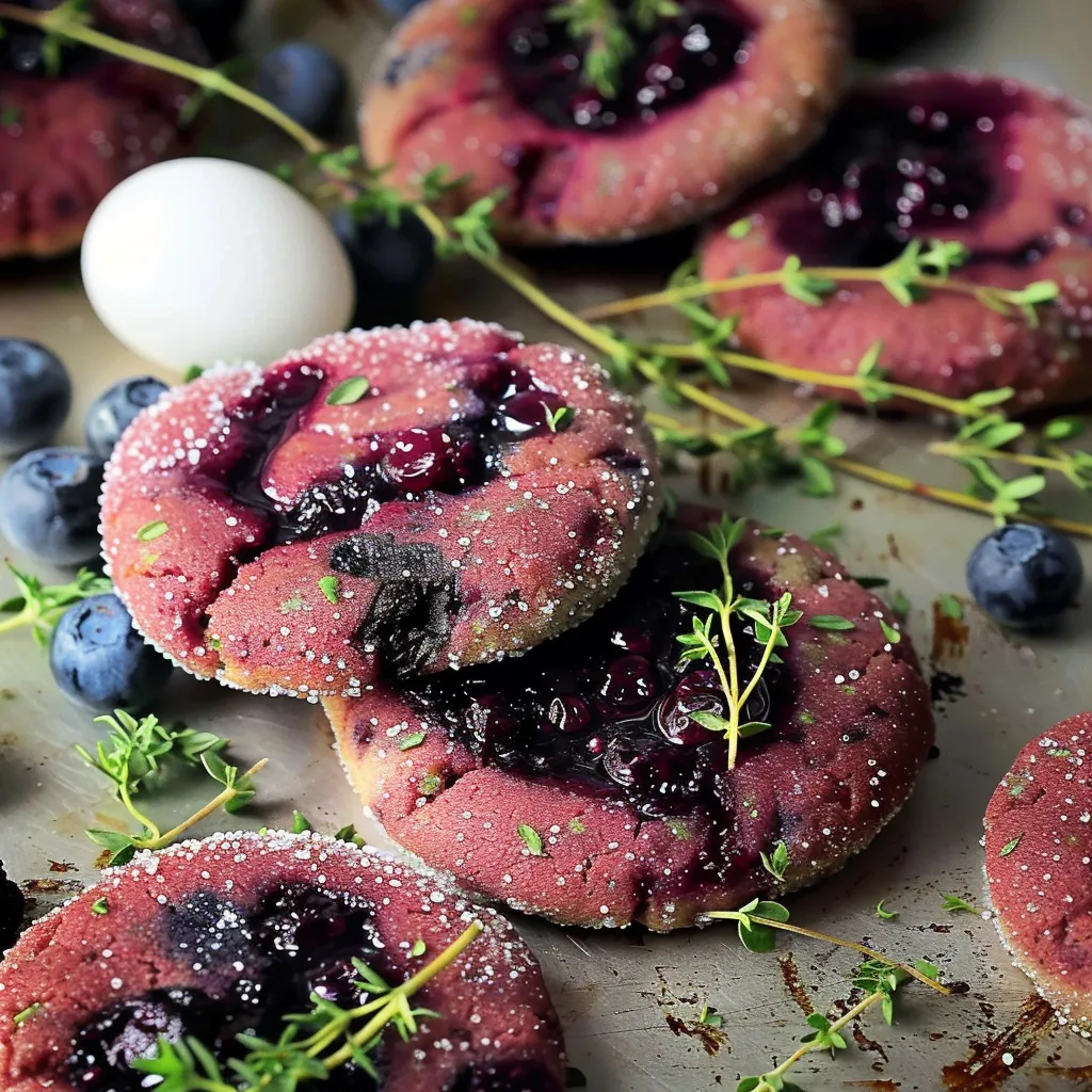 Biscuits gourmands avec myrtilles et thym