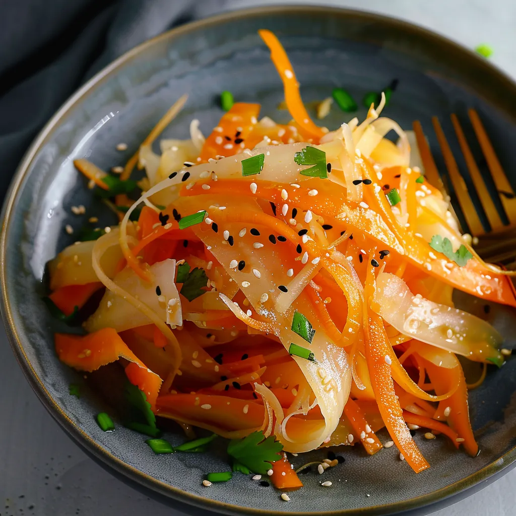 Salade fraîche daikon et carotte au gingembre