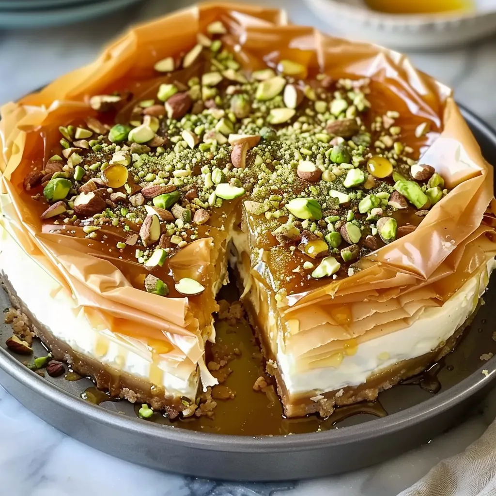 Cheesecake fondant miel pistache à découvrir