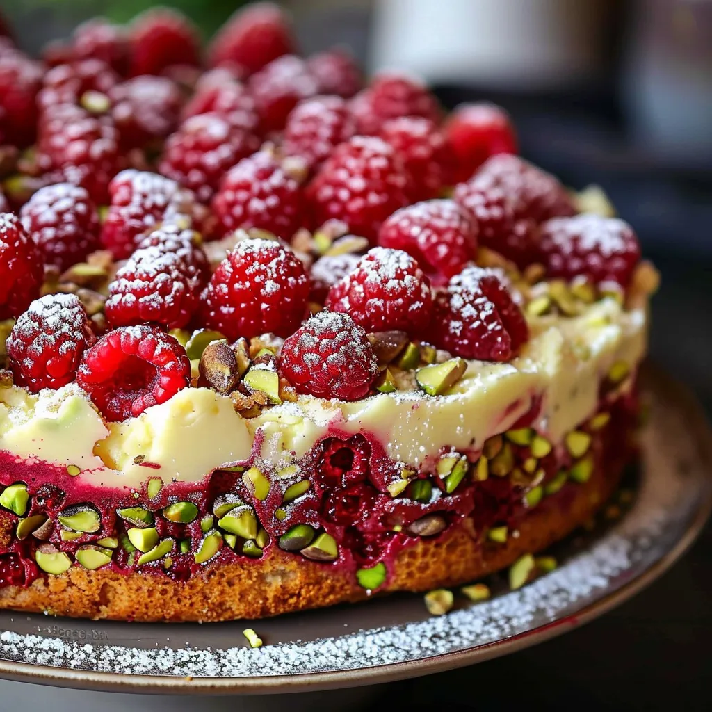 Dessert irrésistible pour fans de pistache et framboise