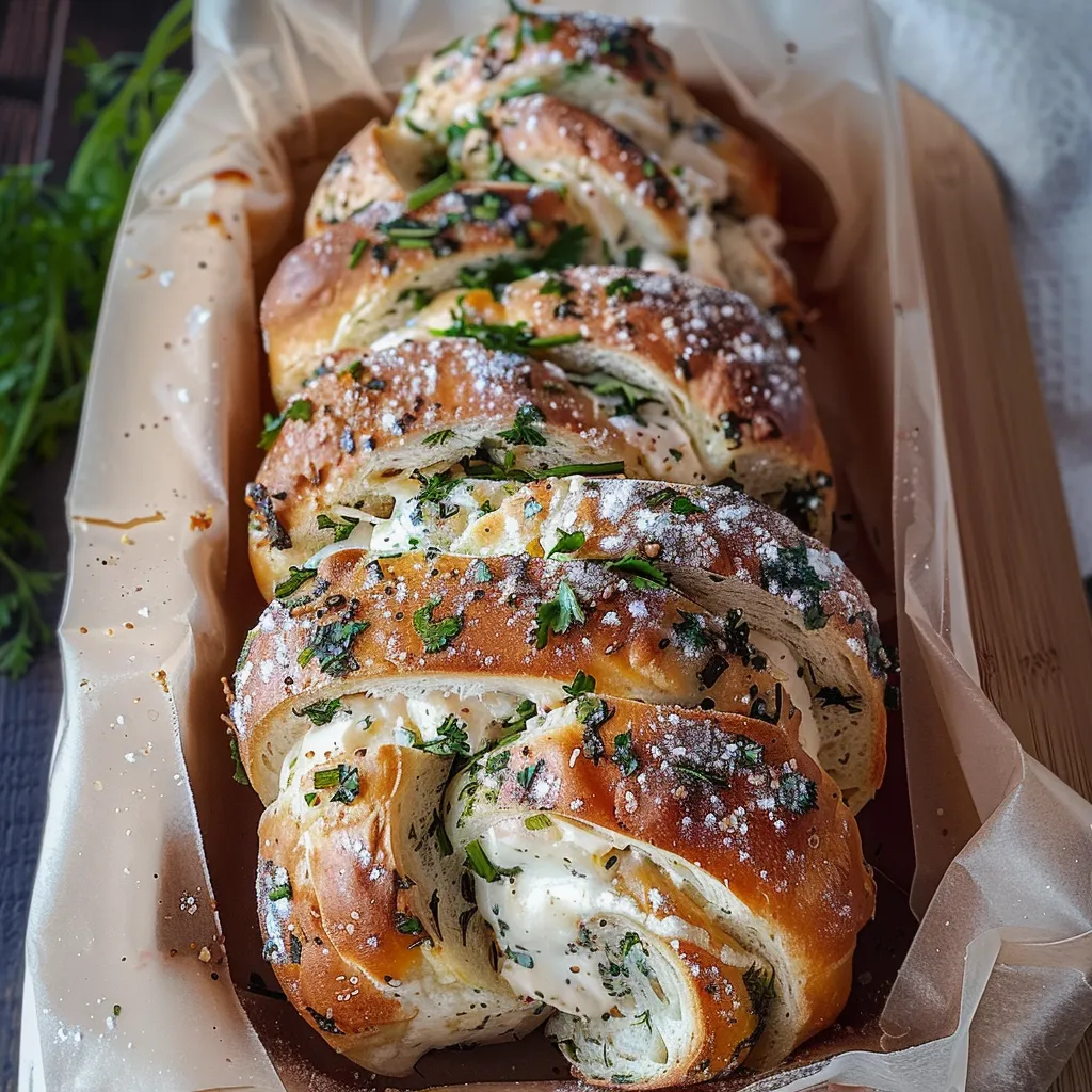 Pain moelleux aux herbes et fromage tressé