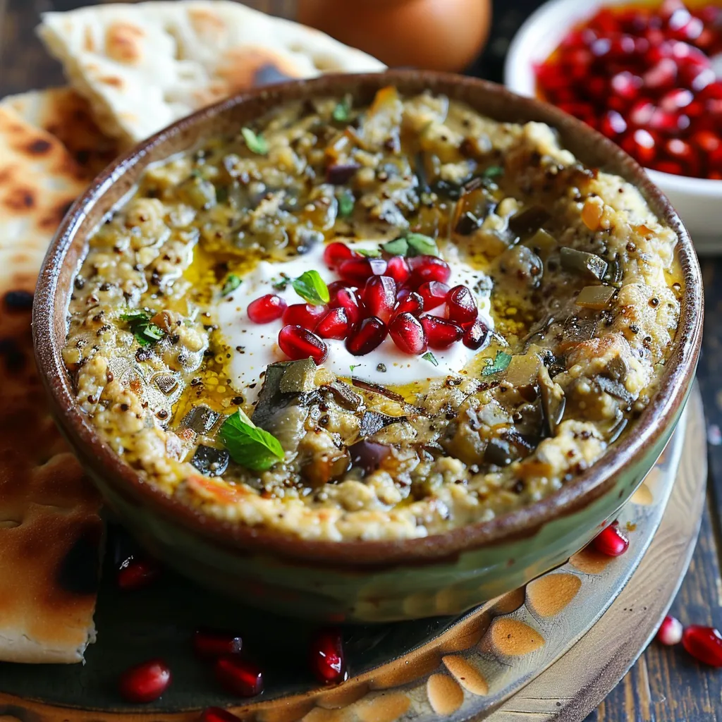 Préparation authentique de caviar d’aubergine iranien