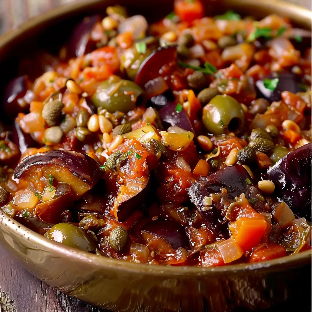 Caponata d'aubergines savoureuse et méditerranéenne