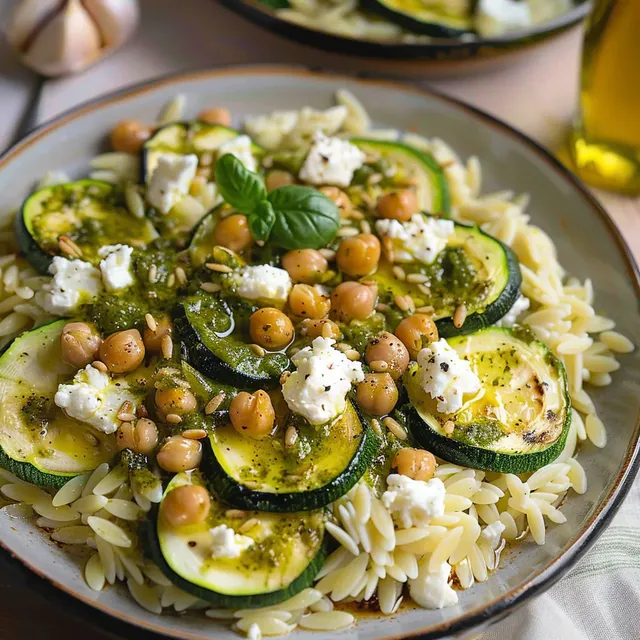 Orzo, courgettes feta revisité