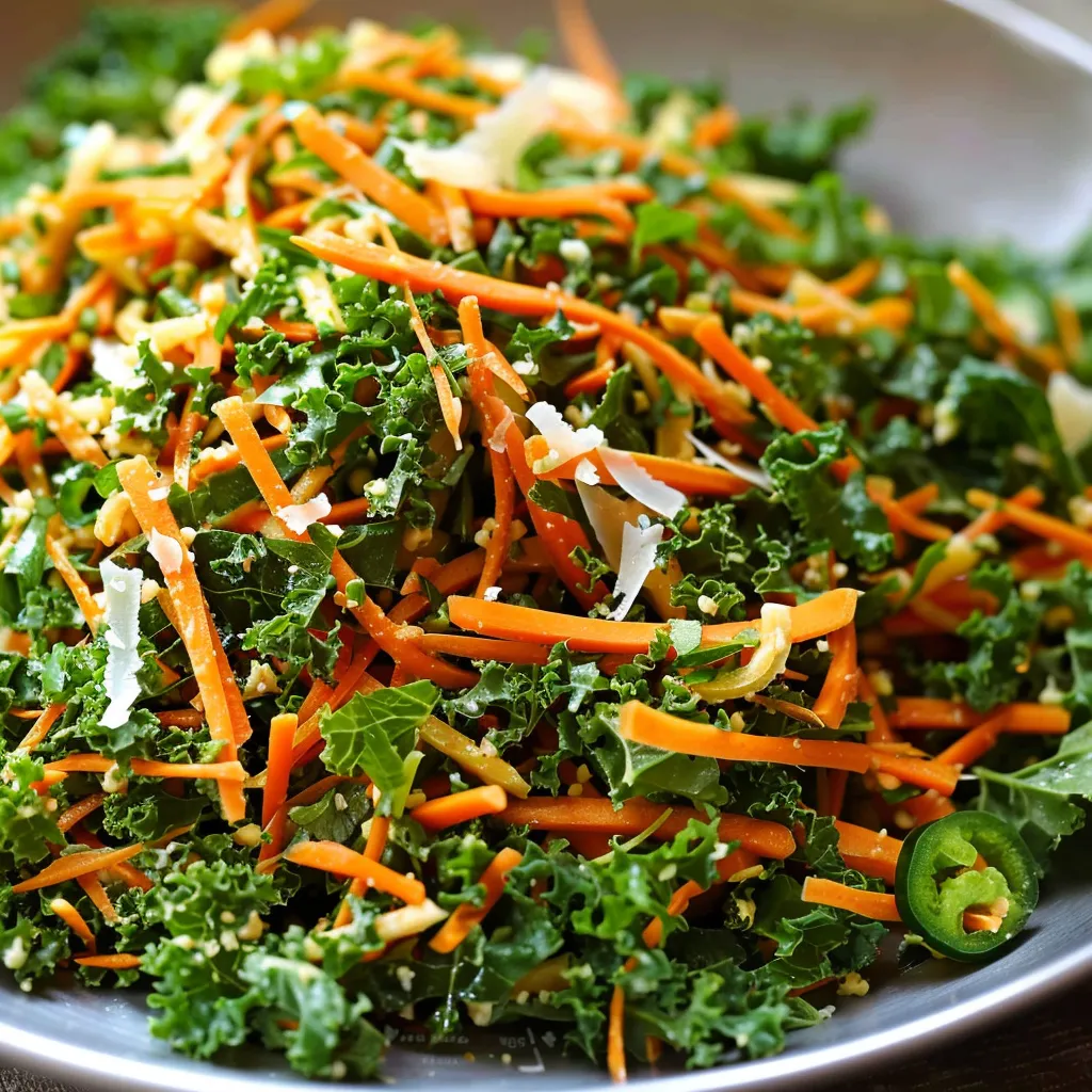 Kale, carottes croquantes, parmesan