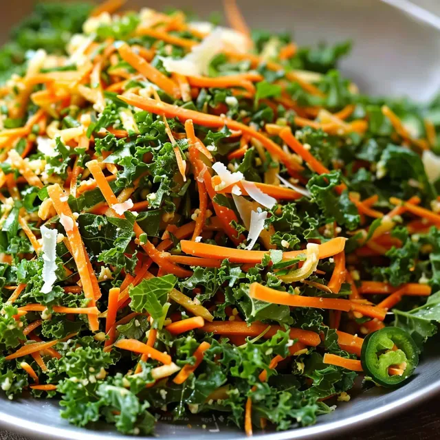 Kale, carottes croquantes, parmesan