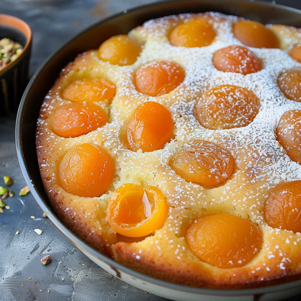 Savoureux gâteau moelleux abricot-pistache