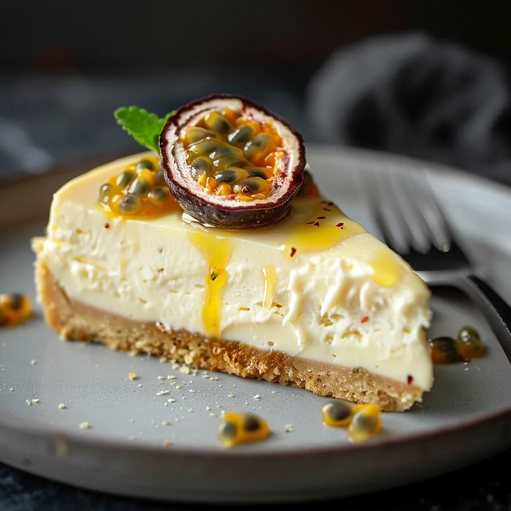 Cheesecake au chocolat blanc et fruits de la passion