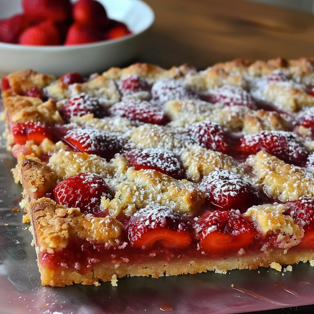 Carrés croustillants et fruités à la fraise
