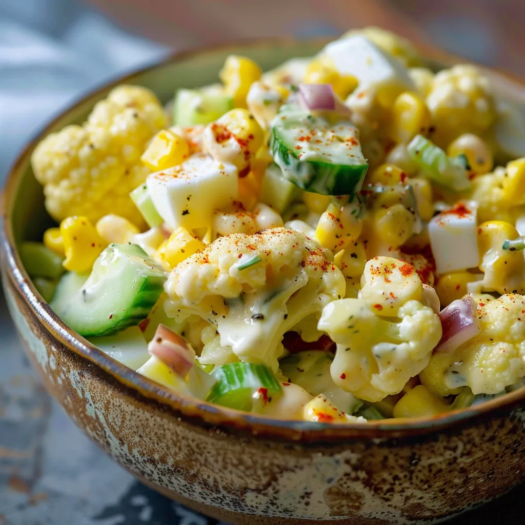 Salade croquante chou-fleur maïs concombre