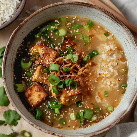 Bol gourmand de miso gingembre et tofu croquant