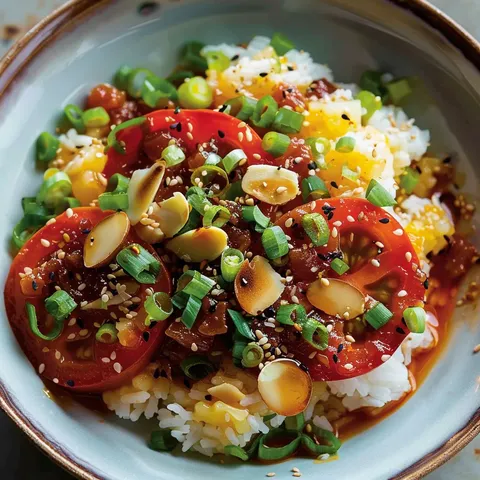Riz croustillant tomates savoureuses