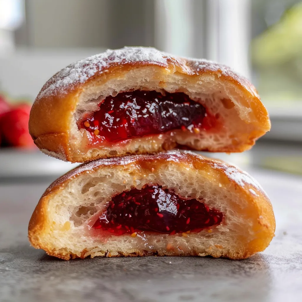 Délicieux beignets fourrés maison à la fraise