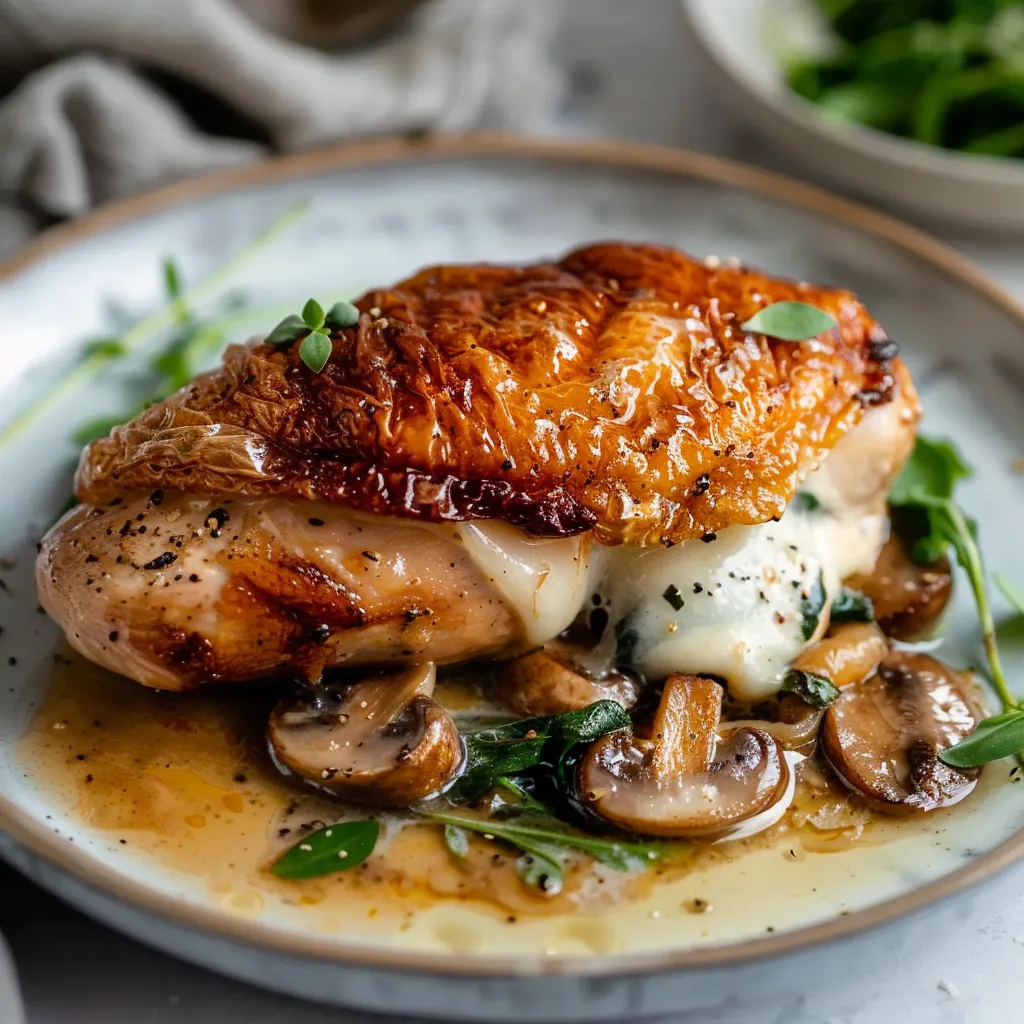 Poulet aux champignons dorés