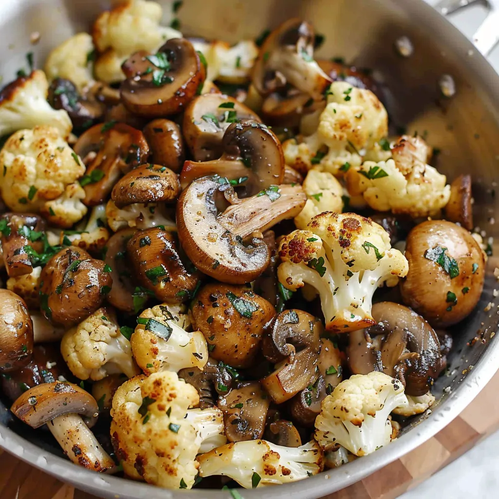 Poêlée de chou-fleur et champignons à l'ail
