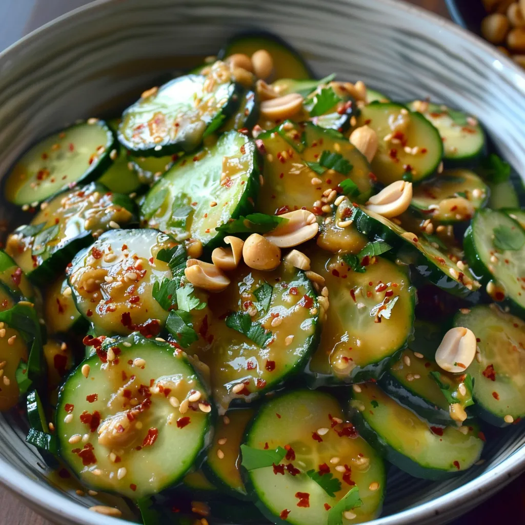Concombres en sauce piquante