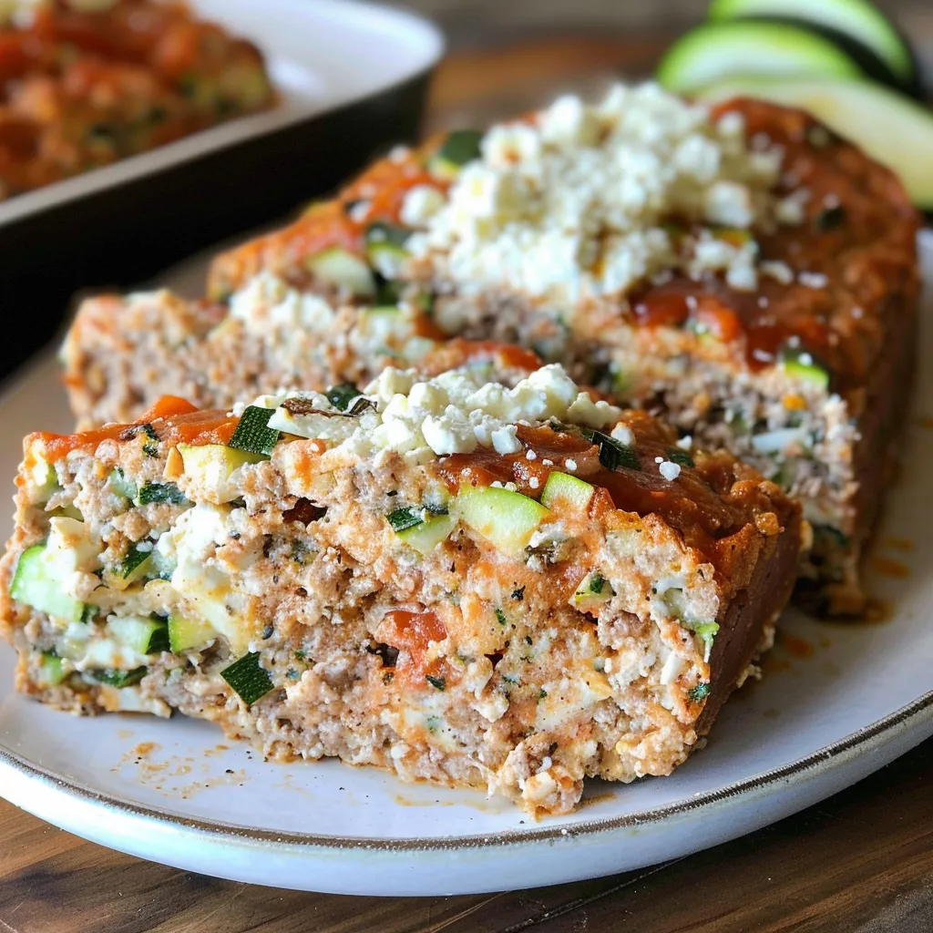 Appétissant pain de dinde moelleux, courgette et feta fondante