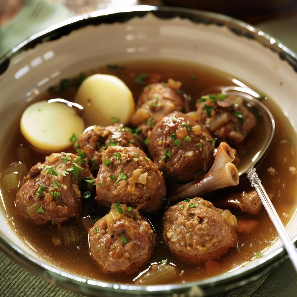 Boulettes et jarret de porc super tendres en sauce réconfortante