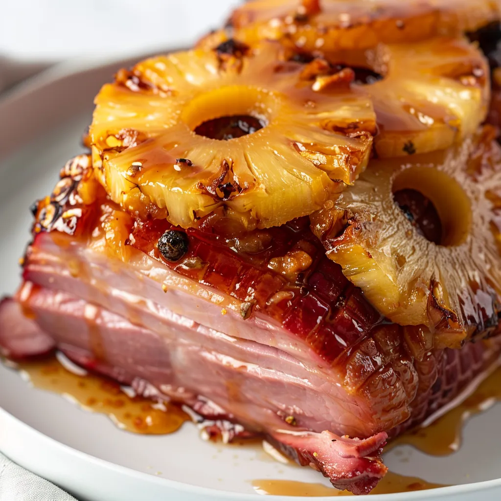 Ananas et jambon caramélisés
