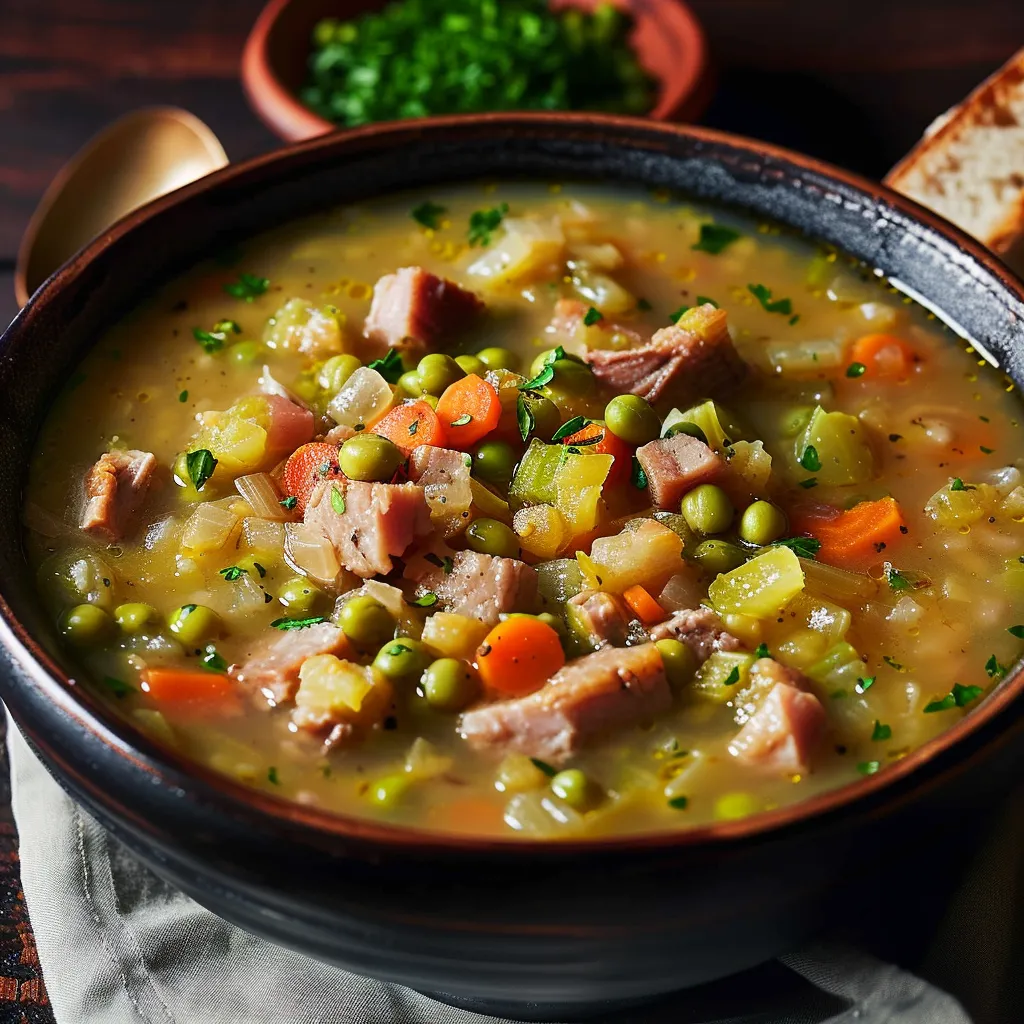 Soupe savoureuse aux pois