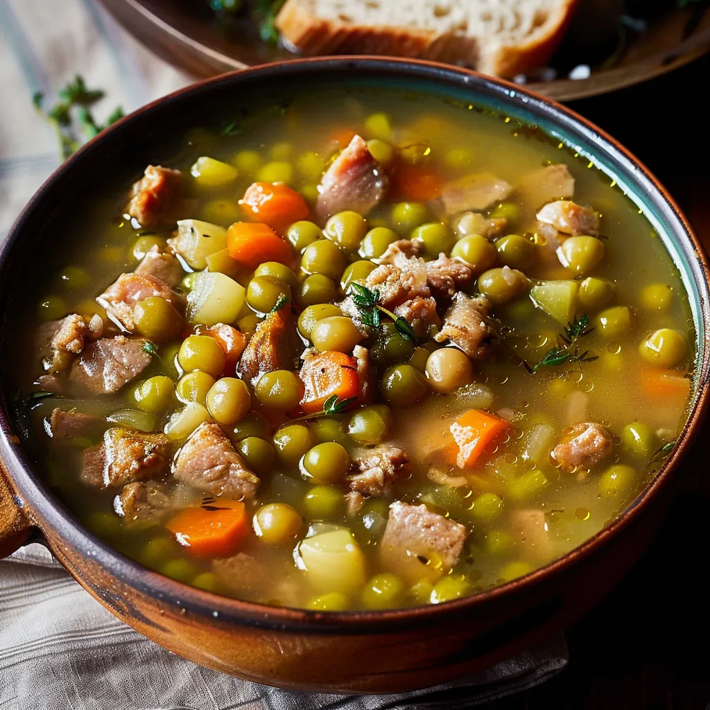 Une belle soupe maison aux pois jaunes