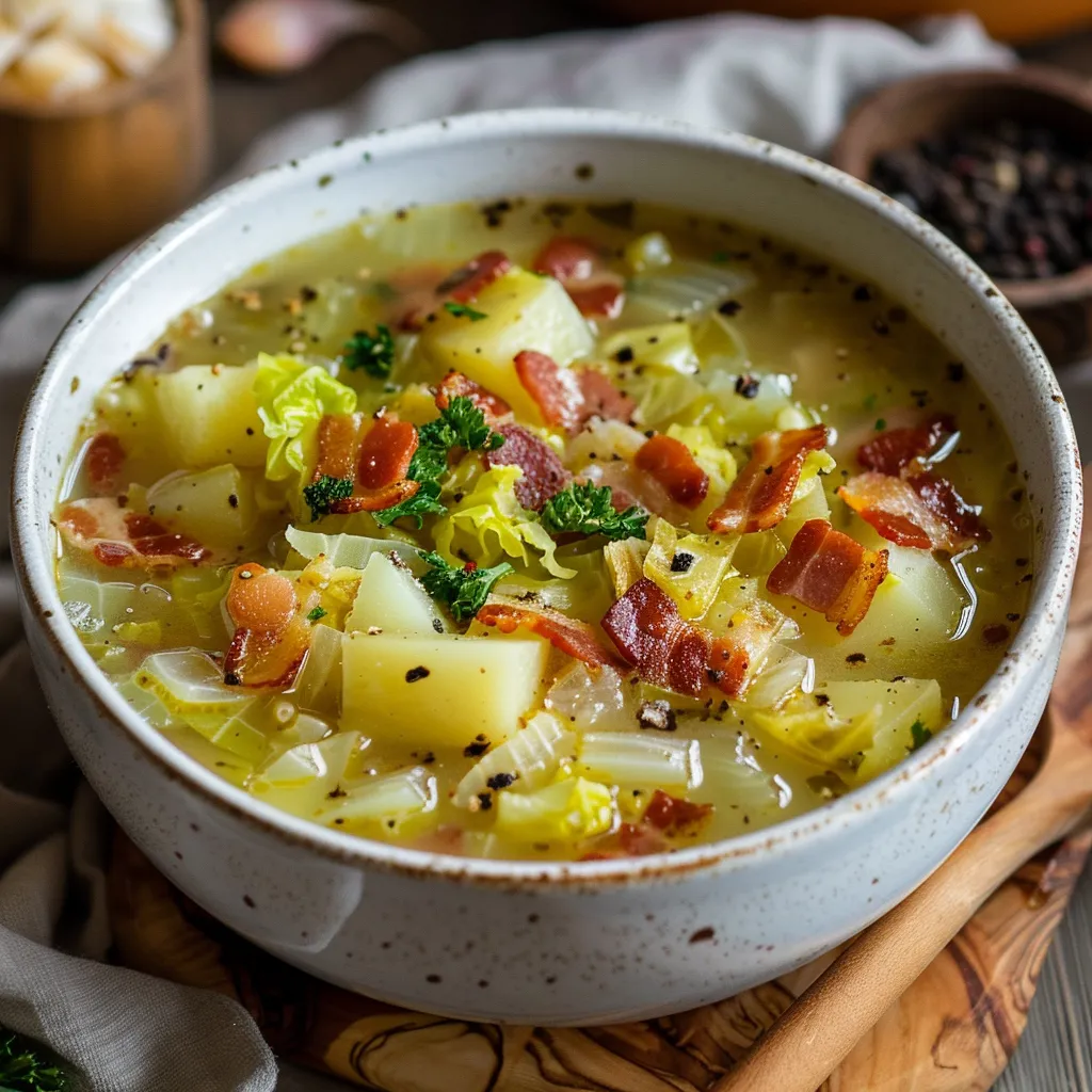 Soupe maison chou et lard fumé